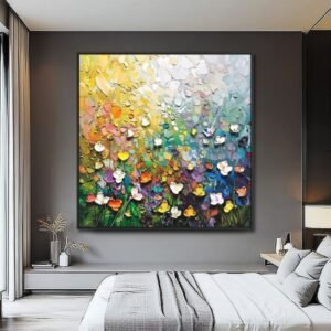 Handmade 3D Palette Knife Floral Canvas Wall Art- Artisiem