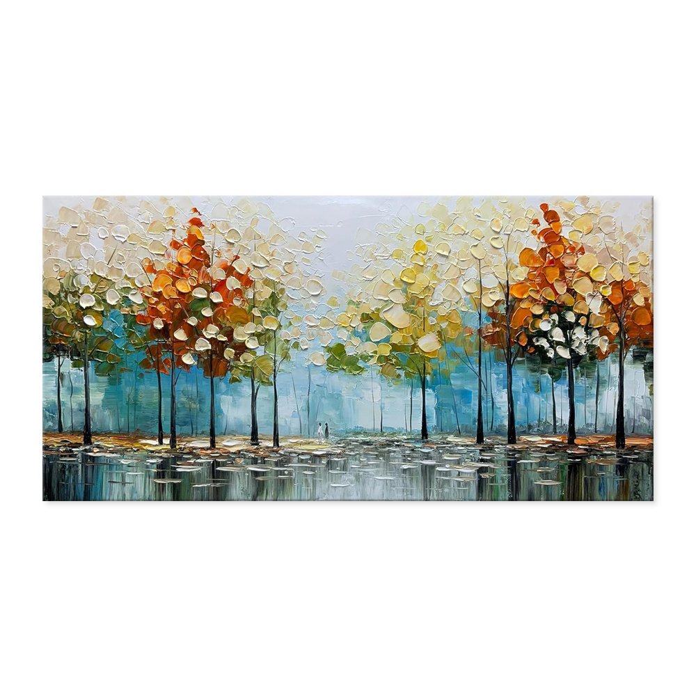 Handmade Palette Knife Tree Landscape Canvas Wall Art Poster - Image 12