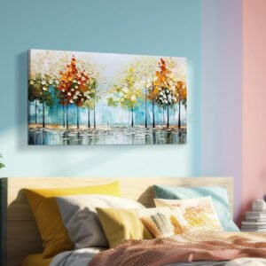 Handmade Palette Knife Tree Landscape Canvas Wall Art Poster - Image 4