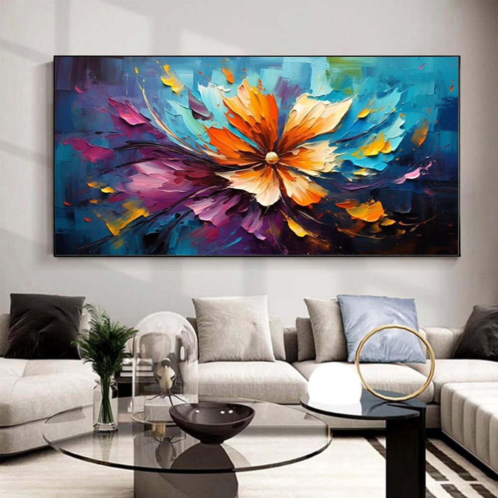 Handmade Abstract Floral Canvas Wall Art - Image 3