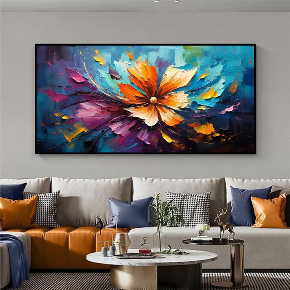 Handmade Abstract Floral Canvas Wall Art - Image 2
