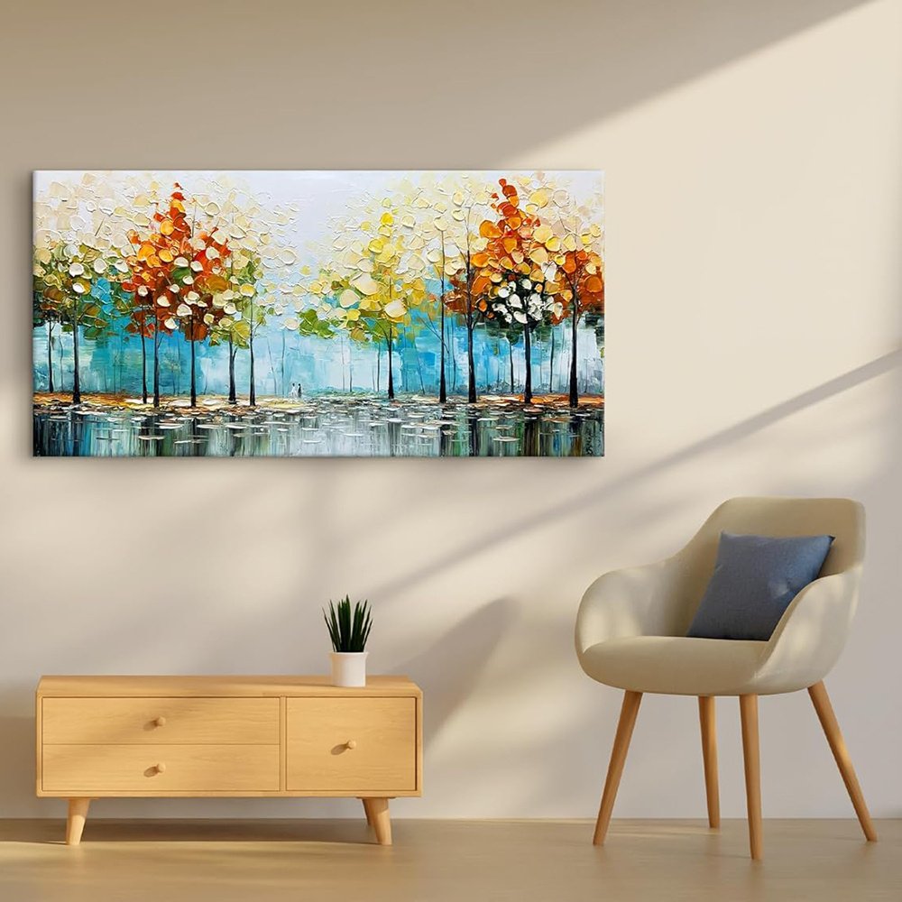 Handmade Palette Knife Tree Landscape Canvas Wall Art Poster - Image 5