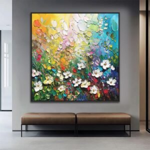 Handmade 3D Palette Knife Floral Canvas Wall Art - Image 32